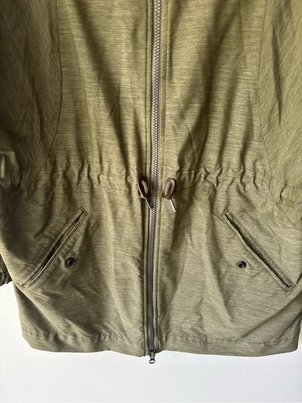 Eddie Bauer Green Outdoor Hooded Parka Soft Shell Windbreaker Jacket Drawstring